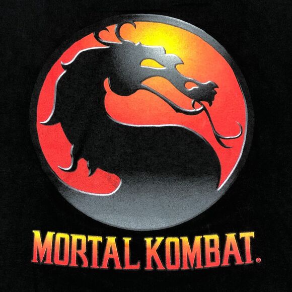 Mortal Kombat Dragon Logo Video Game Movie Tee T Shirt Black Size Medium M B3 - Picture 2 of 4